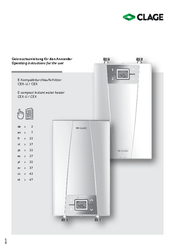 CLAGE - Chauffe-eau instantané CEX9 6,6 ou 8,8 kW 230V