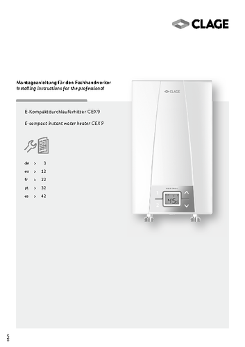 CEX9 (CX2) · Kompaktdurchlauferhitzer für Exportmärkte, übertisch · CLAGE.de