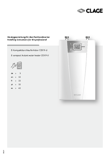 CEX9-U (CX2) · Compact instantaneous water heater · CLAGE.com/en