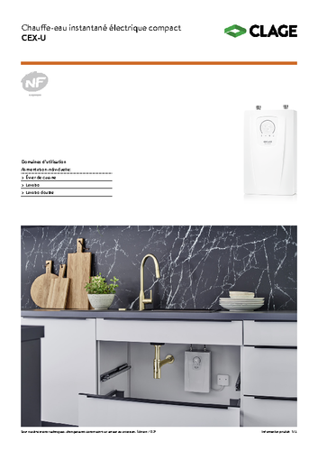 Chauffe-eau instantané électrique compact CEX-U · CLAGE.fr