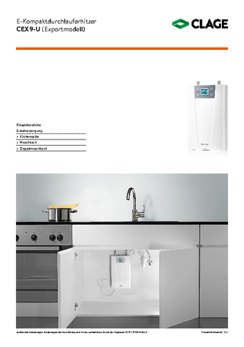 CEX9-U (CX2) · Kompaktdurchlauferhitzer für Exportmärkte · CLAGE.de